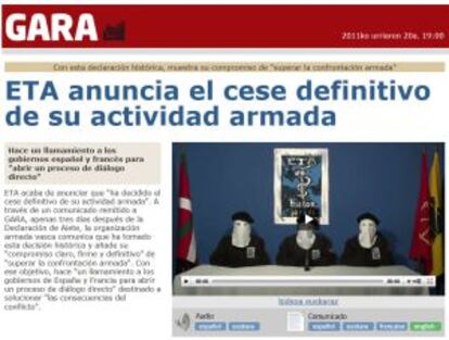 Captura de la web del diario 'Gara'.