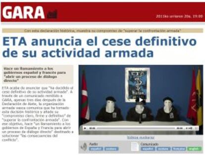 Captura de la web del diario &#039;Gara&#039;.