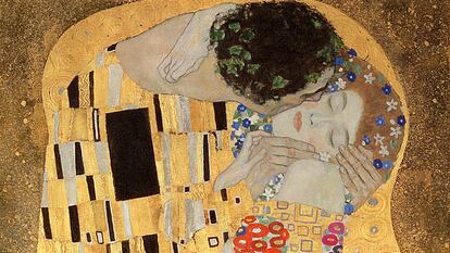 Detalle de El beso, 1907-08, de Gustav Klimt.