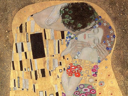 Detalle de El beso, 1907-08, de Gustav Klimt.