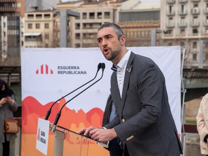 El consejero Bernat Solé interviene en un acto preelectoral en Lleida este sábado.