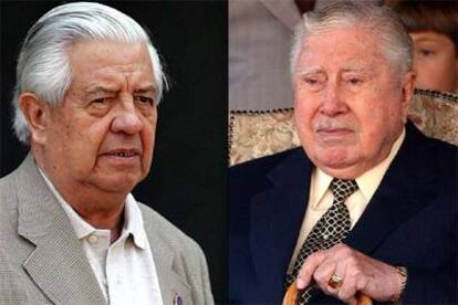 El ex jefe de la policía secreta Manuel Contreras (izquierda) y el dictador Augusto Pinochet, ayer en Santiago.