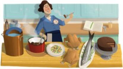 Homenaje de Google a Julia Child el 15 de agosto por el centenario del nacimiento de la famosa cocinera estadounidense.