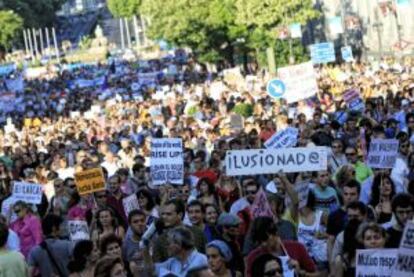 La manifestación del 15-M, ayer en Madrid.