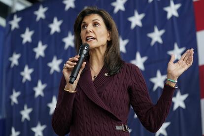 Nikki Haley, este sábado en un acto en Raleigh (Carolina del Norte).