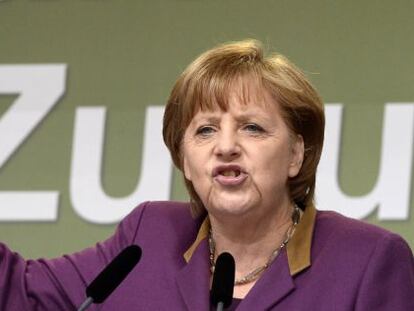Angela Merkel, en un mitin el jueves.