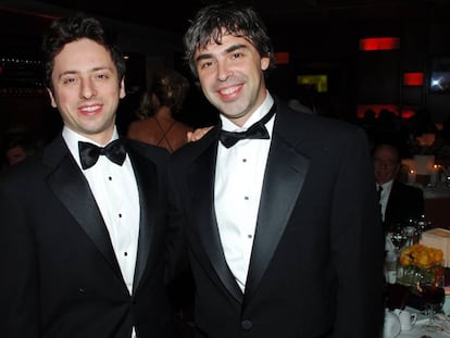 Sergei Brin y Larry Page, en la fiesta de Vanity Fair de los premios Oscar de 2007.