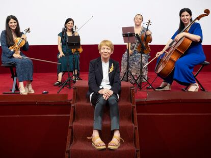 Sheila Hayman y el cuarteto Almaclara-Inés Rosales, durante el estreno en Sevilla del documental 'Fanny: The Other Mendelssohn'.