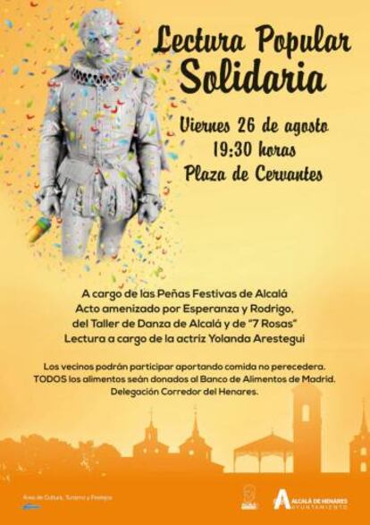 Cartel anunciador de la lectura solidaria en Alcalá de Henares.