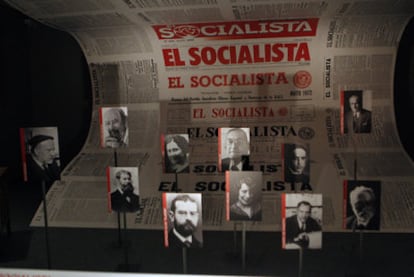 Exposición 'El socialista 1886-2011. Prensa y compromiso político', que se ha inaugurado hoy en el Museo de Historia de Madrid.