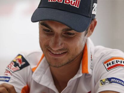 Dani Pedrosa, durante la entrevista en el circuito de Brno.