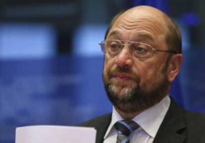 El presidente del Parlamento Europeo, Martin Schulz al comienzo de la sesin plenaria del Comit de Regiones celebrado en Bruselas, Blgica.