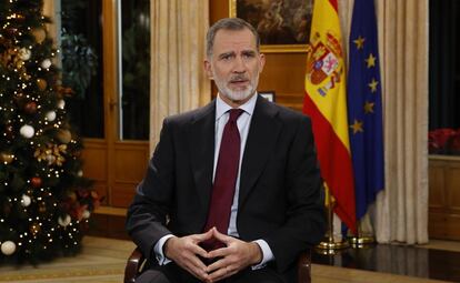 El Rey Felipe VI durante su noveno discurso navideño.