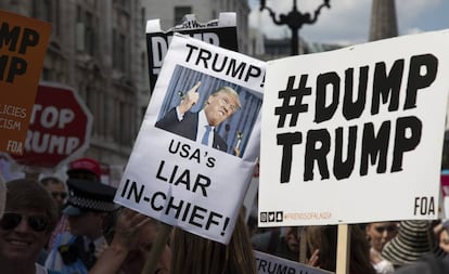 Manifestação contra Trump, em Londres, em 2018.