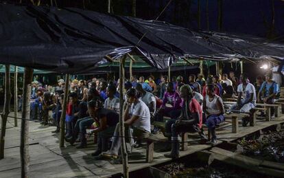 Guerrilleros de las FARC reunidos en el departamento de Antioquia el pasado 31 de diciembre.  