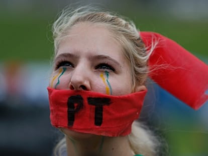 A woman protests against government corruption on November 15.