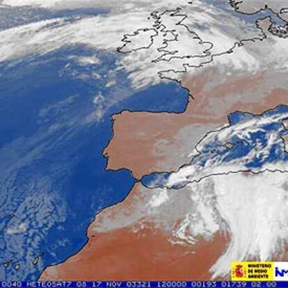 Fotografía tomada por el satélite Meteosat para el INM, en la que se aprecia la borrasca.