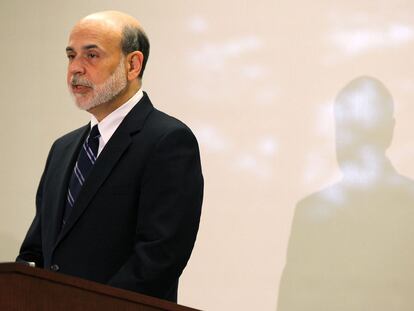 Bernanke, durante su intervención ayer ante la Reserva Federal de Boston (Massachusetts, EE UU).