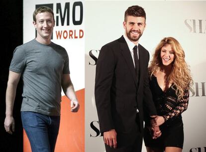 Zuckerberg, Piqué y Shakira.