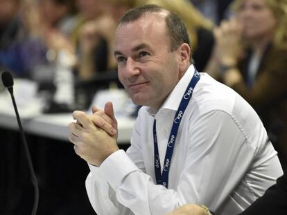 El político bávaro, Manfred Weber, durante el congreso del Partido Popular Europeo el 7 de noviembre de 2018 en Helsinki.