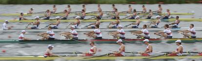 Image of the teams during the Olympic final of eight masculine in Dorney, to the west of London.