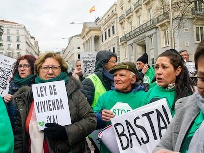 Manifestación por la ley de la vivienda en el Congreso en Madrid, el pasado mes de enero.