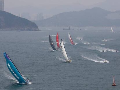 Salida de la sexta etapa de la Volvo Ocean Race entre Hong Kong y Auckland.