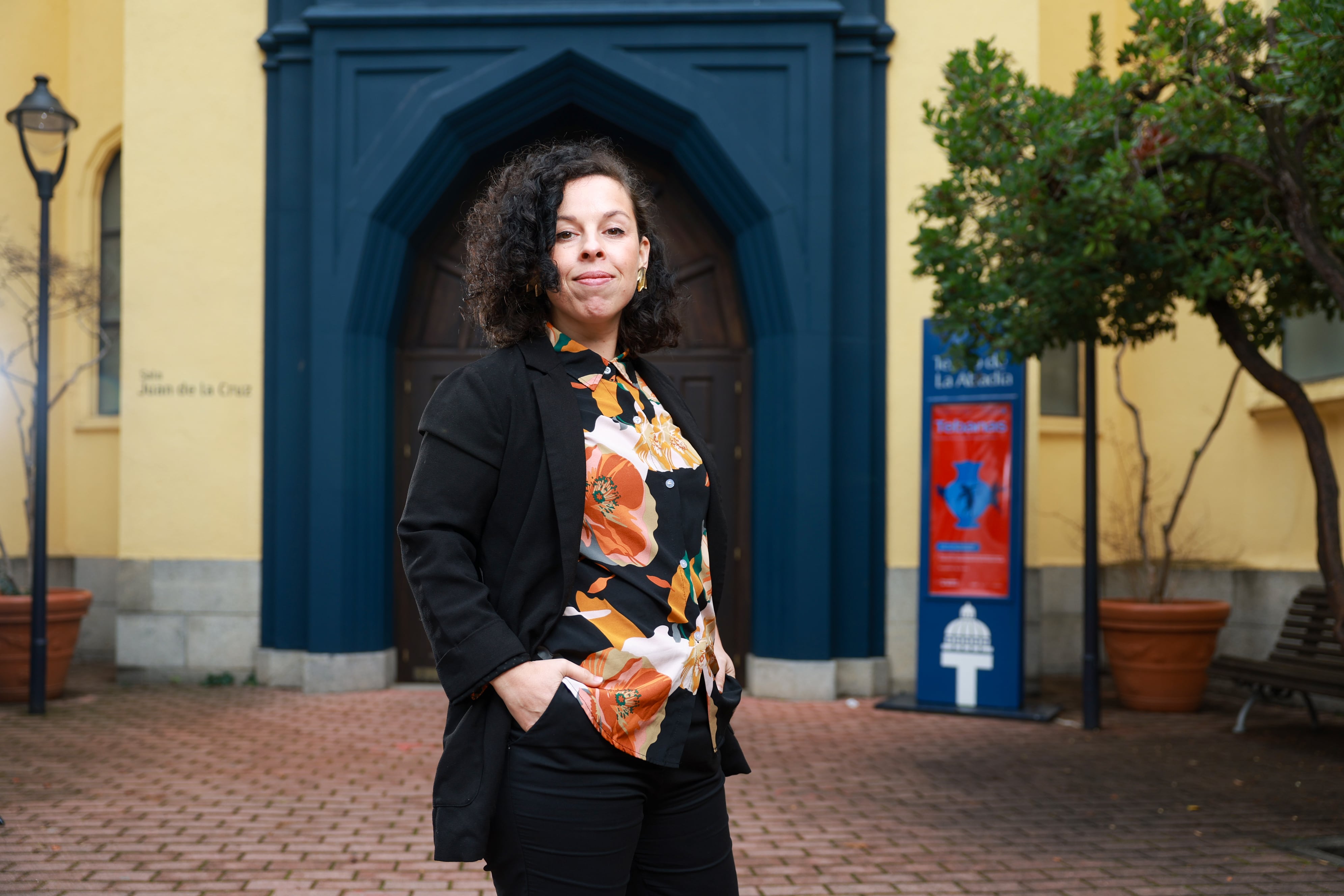 La dramaturga, María Goiricelaya, en el teatro de la Abadía (Madrid), el pasado 4 de febrero.