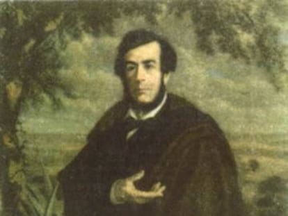 Retrato de Esteban Echeverr&iacute;a realizado por Ernest Charton en 1874.