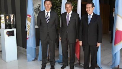 Feijóo, Mouriño y Caballero, en el 90º aniversario del Celta en 2013.