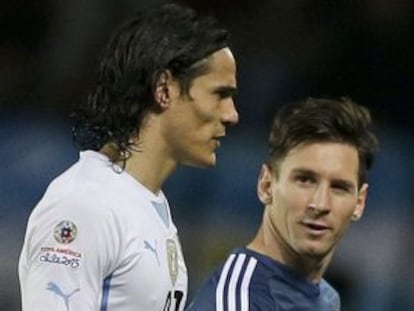 Cavani y Messi, el pasado martes.