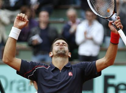 Djokovic celebra el triunfo ante Seppi.