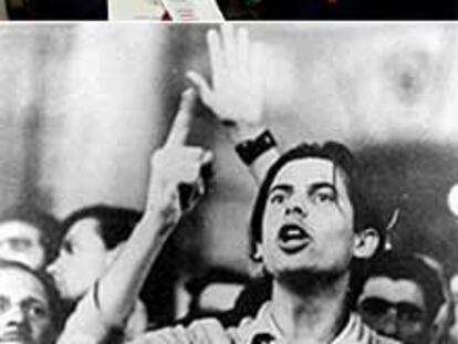 Arriba, José Dirceo (izquierda) charla con Lula. Abajo, en una imagen de los años sesenta durante una protesta política. PLANAO MEDIO - ESCENA