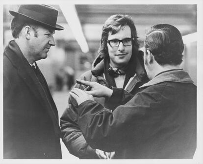 Gene Hackman y William Friedkin, durante el rodaje de 'Contra el imperio de la droga', en 1971.