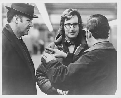 Gene Hackman y William Friedkin, durante el rodaje de 'Contra el imperio de la droga', en 1971.