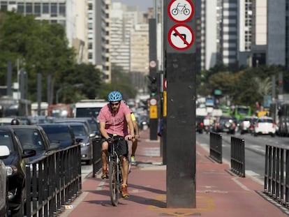 Ciclovia da avenida Paulista.