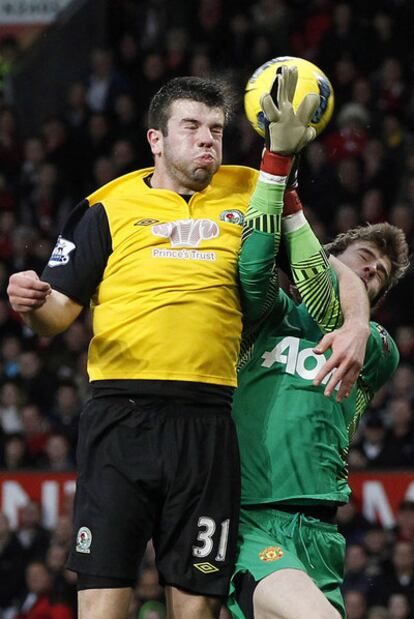 De Gea, en el error ante el Blackburn.