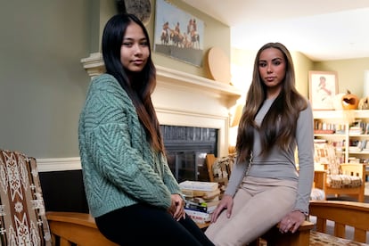 Dartmouth College students Marisa Joseph, left, a member of the Tulalip Tribes of Washington poses with Ahnili Johnson-Jennings, a member of the Quapaw.