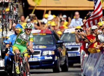 Landis, durante la etapa del Tour que ganó en Morzine.