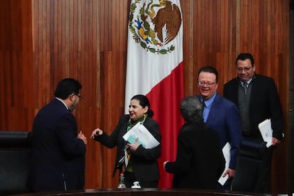 Magistrados del TEPJF durante la última sesión del año en el Tribunal Electoral del Poder Judicial de la Federación.