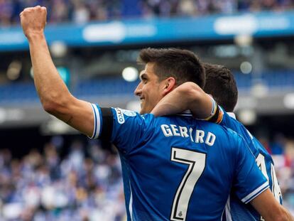 Gerard Moreno celebra su gol ante el Málaga.