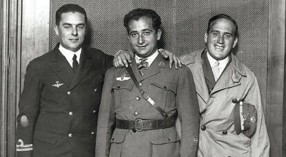 Juan Manuel Durán, Ramón Franco Bahamonde y Julio Ruiz de Alda, artífices del vuelo transatlántico en el Plus Ultra.