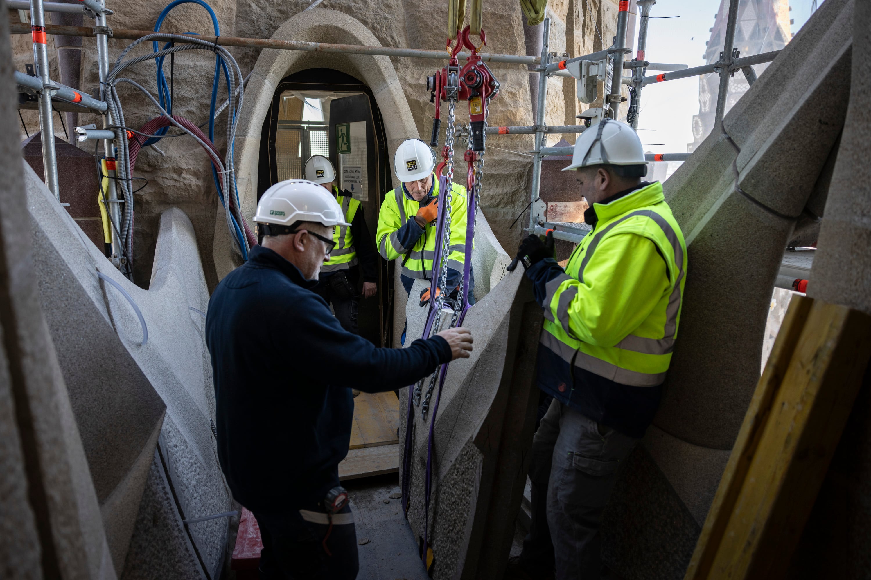 En las obras de la Sagrada Familia de Barcelona, antes de alcanzar su altura máxima