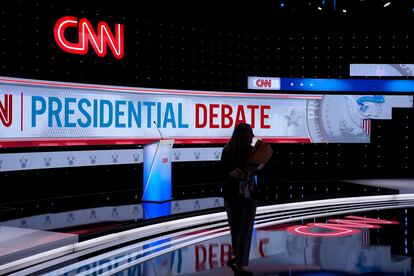 El escenario del debate presidencial organizado por CNN, en Atlanta. En junio de 2024.