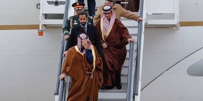 El heredero de Arabia Saudí a su llegada a la Base Aérea de Torrejón, el pasado abril.