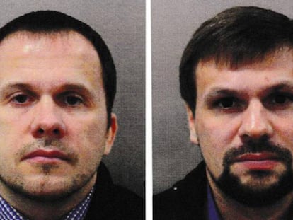 Los dos ciudadanos rusos acusados del intento de asesinato del exespía Serguei Skripal y su hija Yulia en Salisbury.