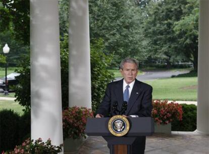 El presidente estadounidense, George W. Bush, en un momento de la rueda de prensa.