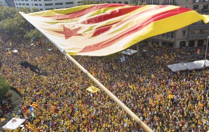 El acto de la ANC el 19 de octubre en Plaza Cataluña.