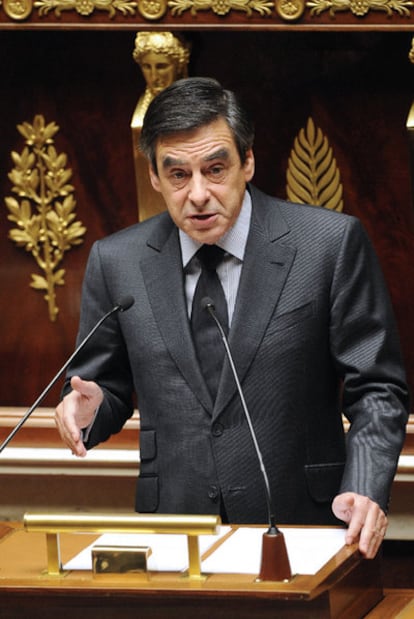 El primer ministro francs, Fran?ois Fillon, ayer en la Asamblea.