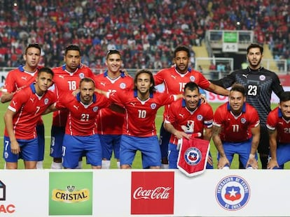 Seleção chilena em seu último amistoso contra El Salvador.